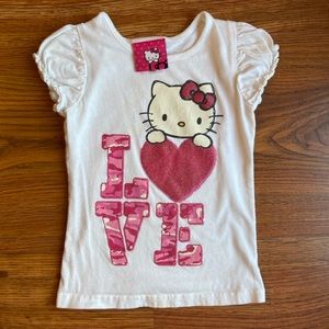 Hello Kitty white glitter cap sleeve tee size 5
